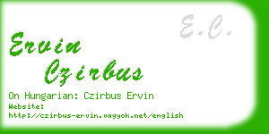 ervin czirbus business card